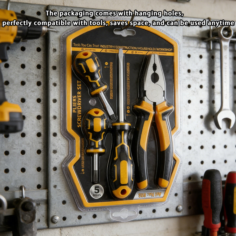 Compact pliers and screwdriver set in storage case