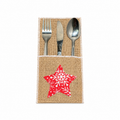Set of four handmade burlap Christmas cutlery holders