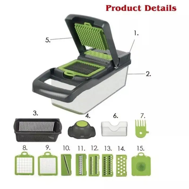 GeToday 15-in-1 Manual Vegetable Chopper & Slicer