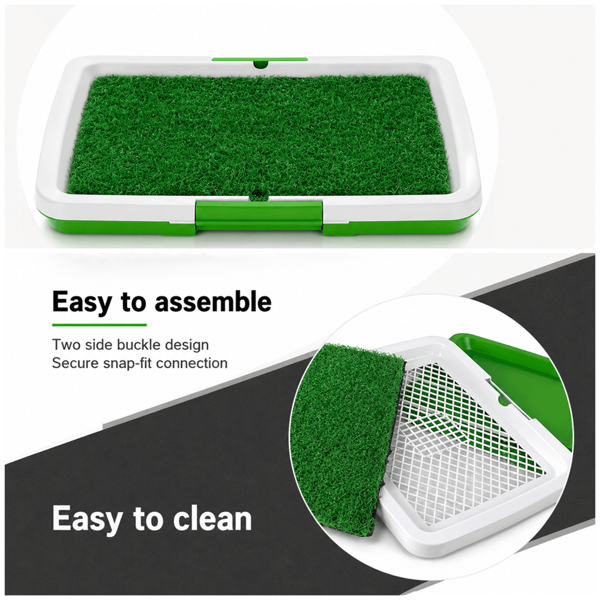 Dog grass pad tray showing removable layers for cleaning