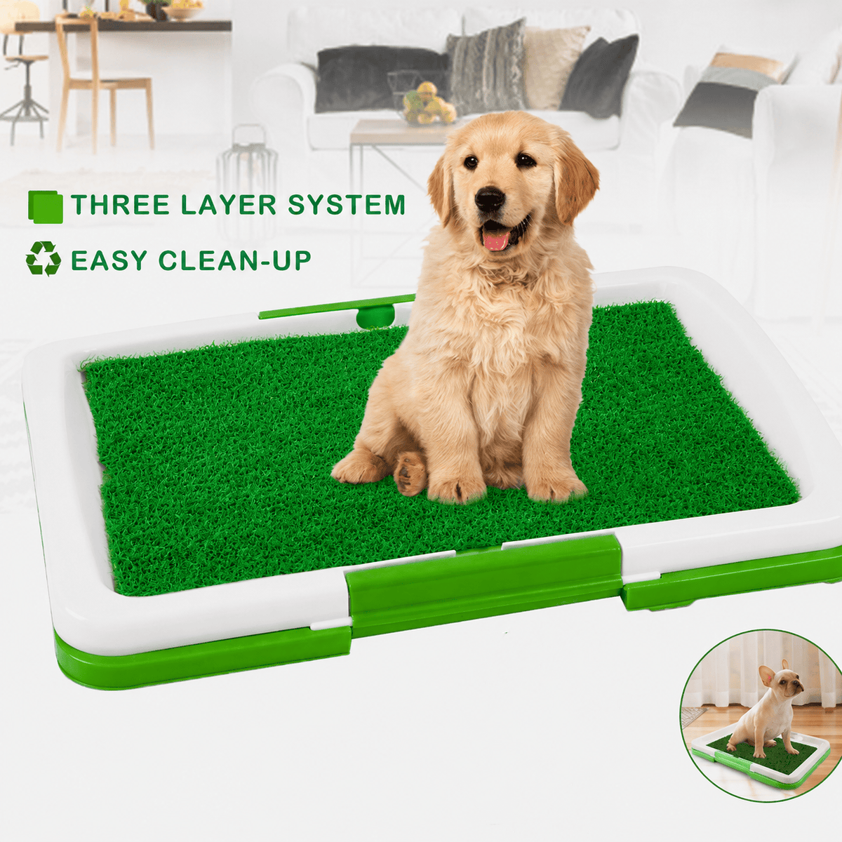 Dog grass toilet training pad with three-layer tray