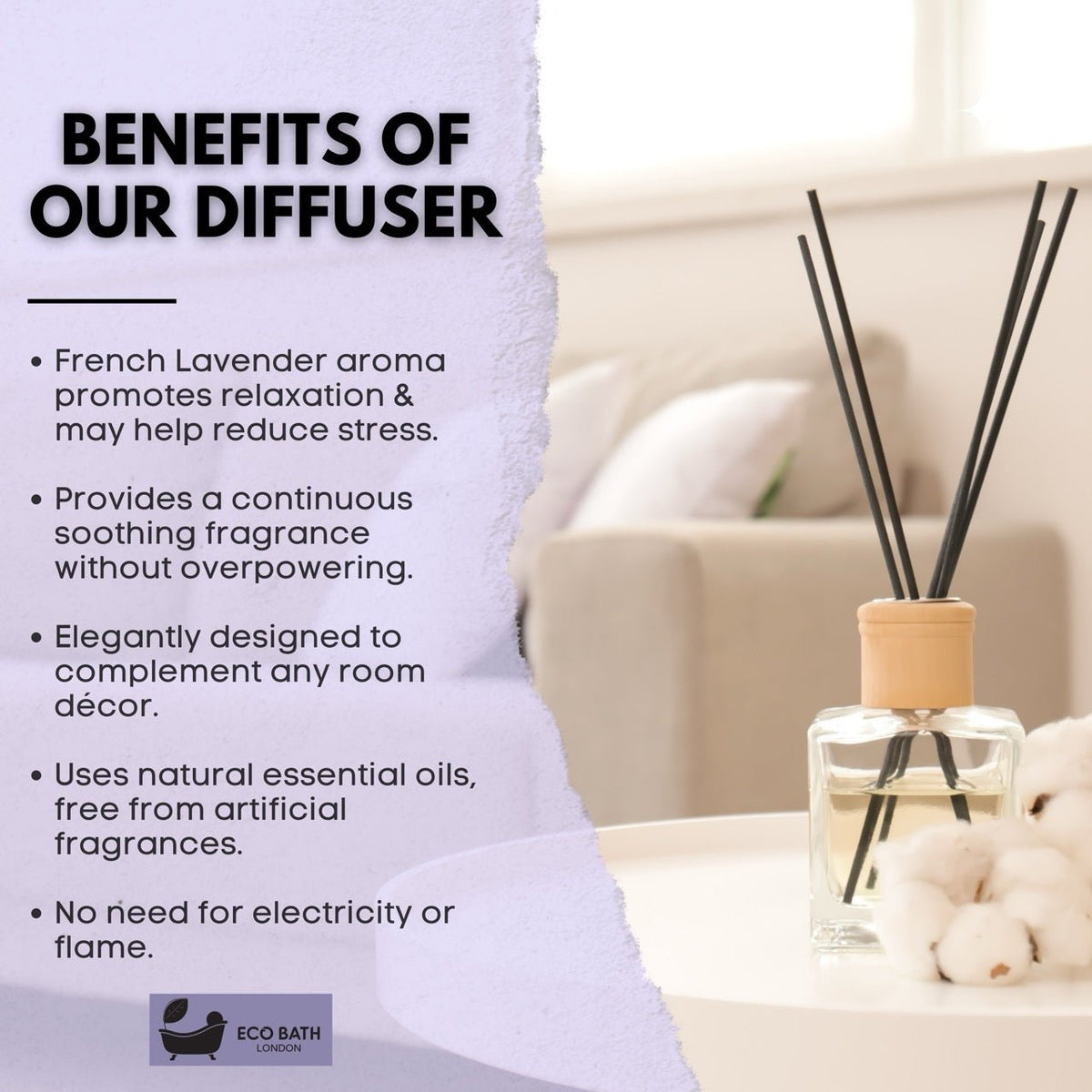 Eco Bath London French Lavender Reed Diffuser – 100ml