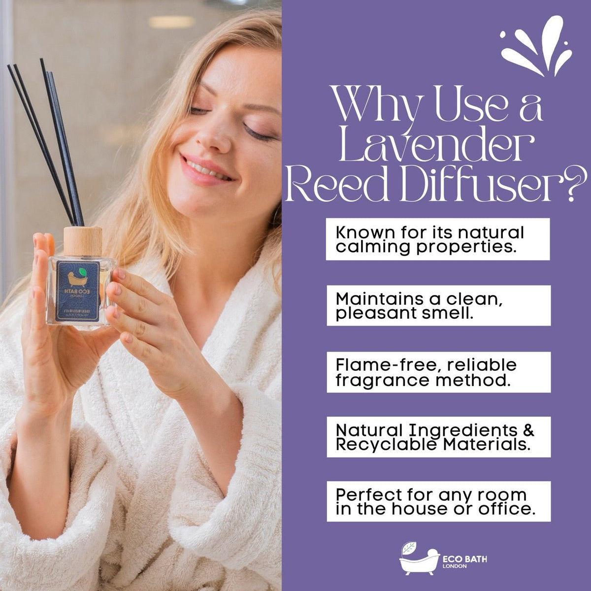 Eco Bath London French Lavender Reed Diffuser – 100ml