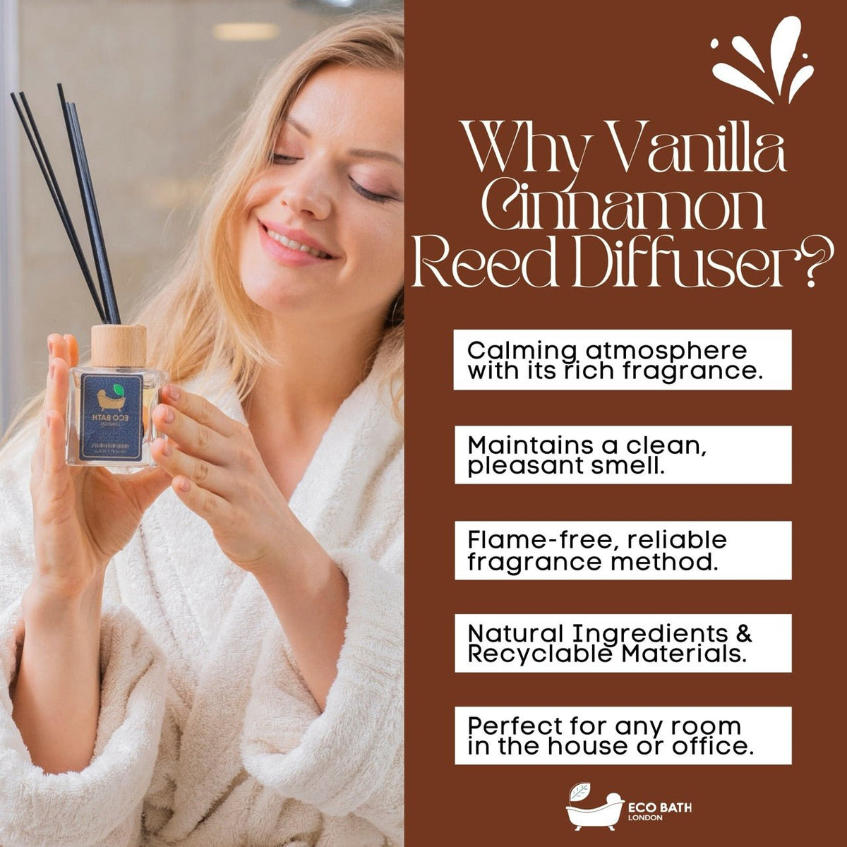 Eco Bath Vanilla & Cinnamon Reed Diffuser – 100ml