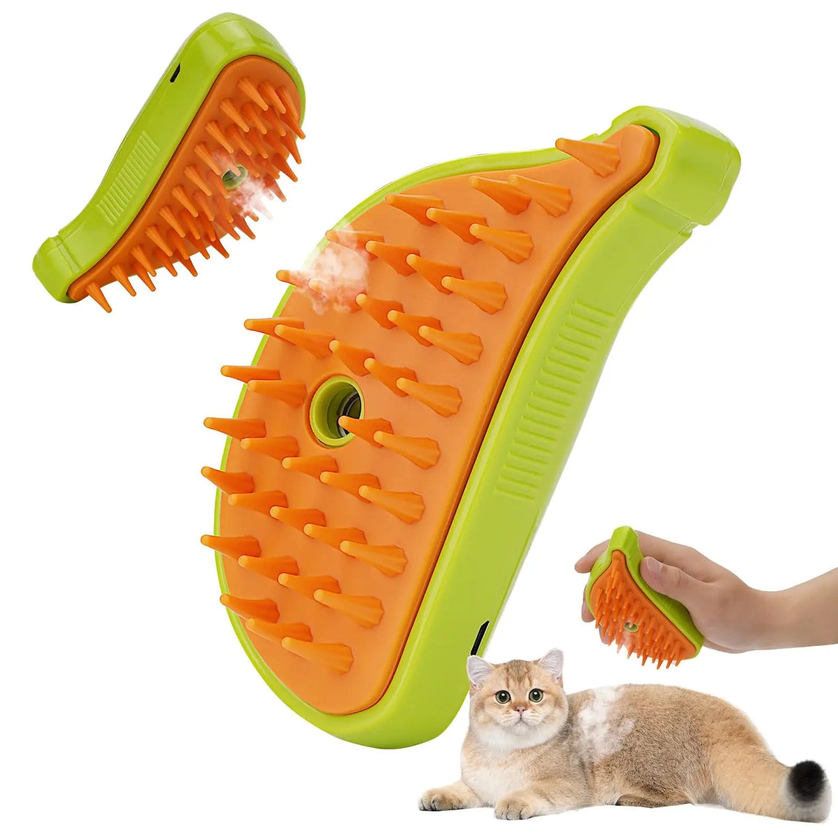 Rechargeable mist pet grooming brush