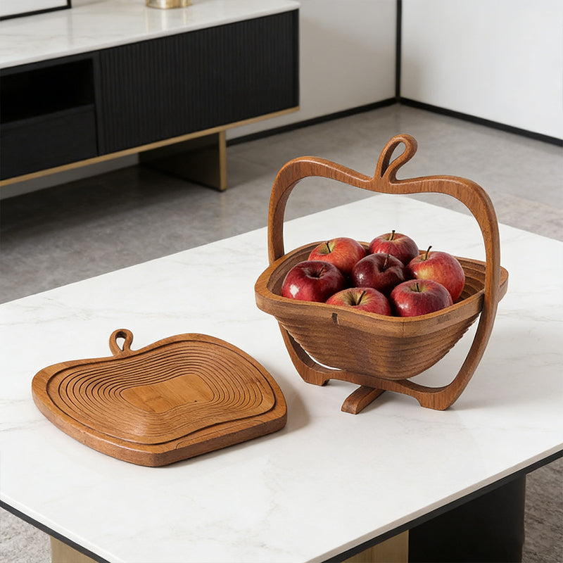 Foldable bamboo apple-shaped fruit basket