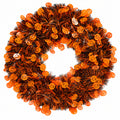 Halloween front door wreath with skull and pumpkin decor