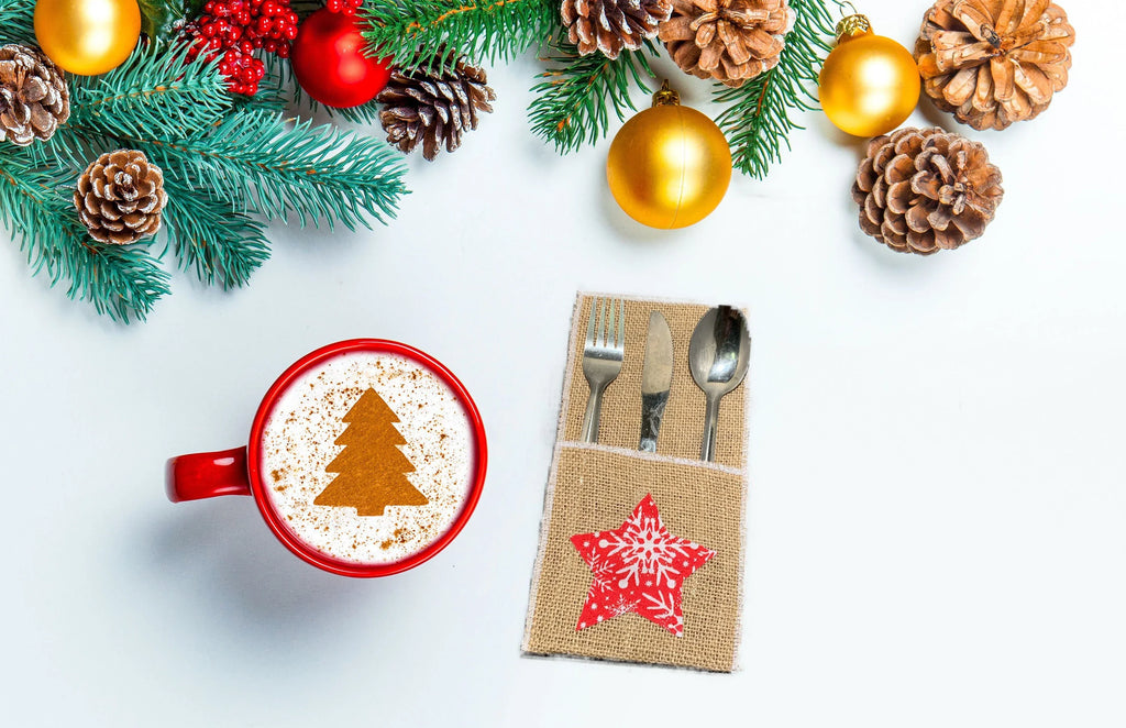 Handmade Burlap Christmas Cutlery Holders – Set of 4