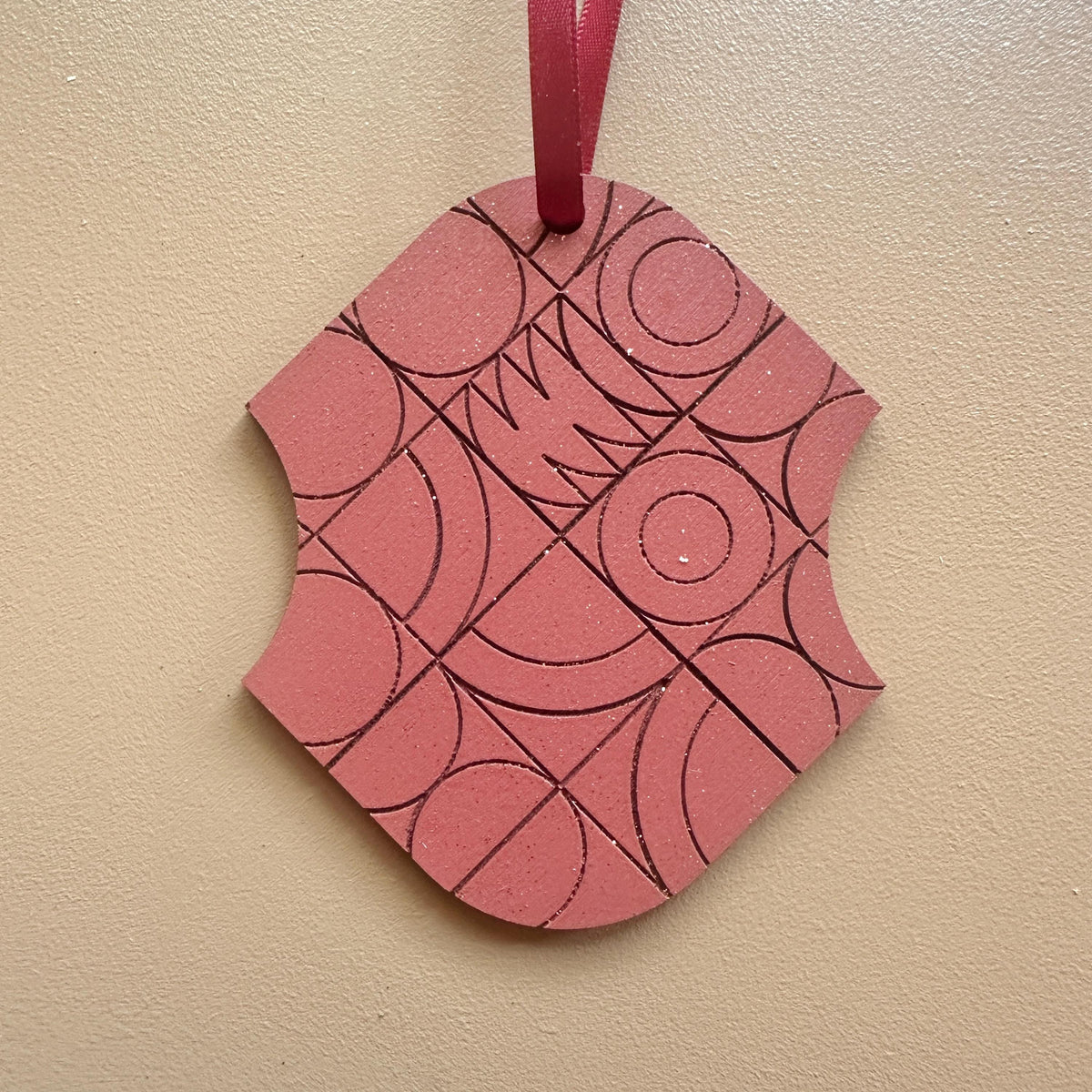 Geometric Wooden Christmas Ornaments – Copper & Winter Berry Options