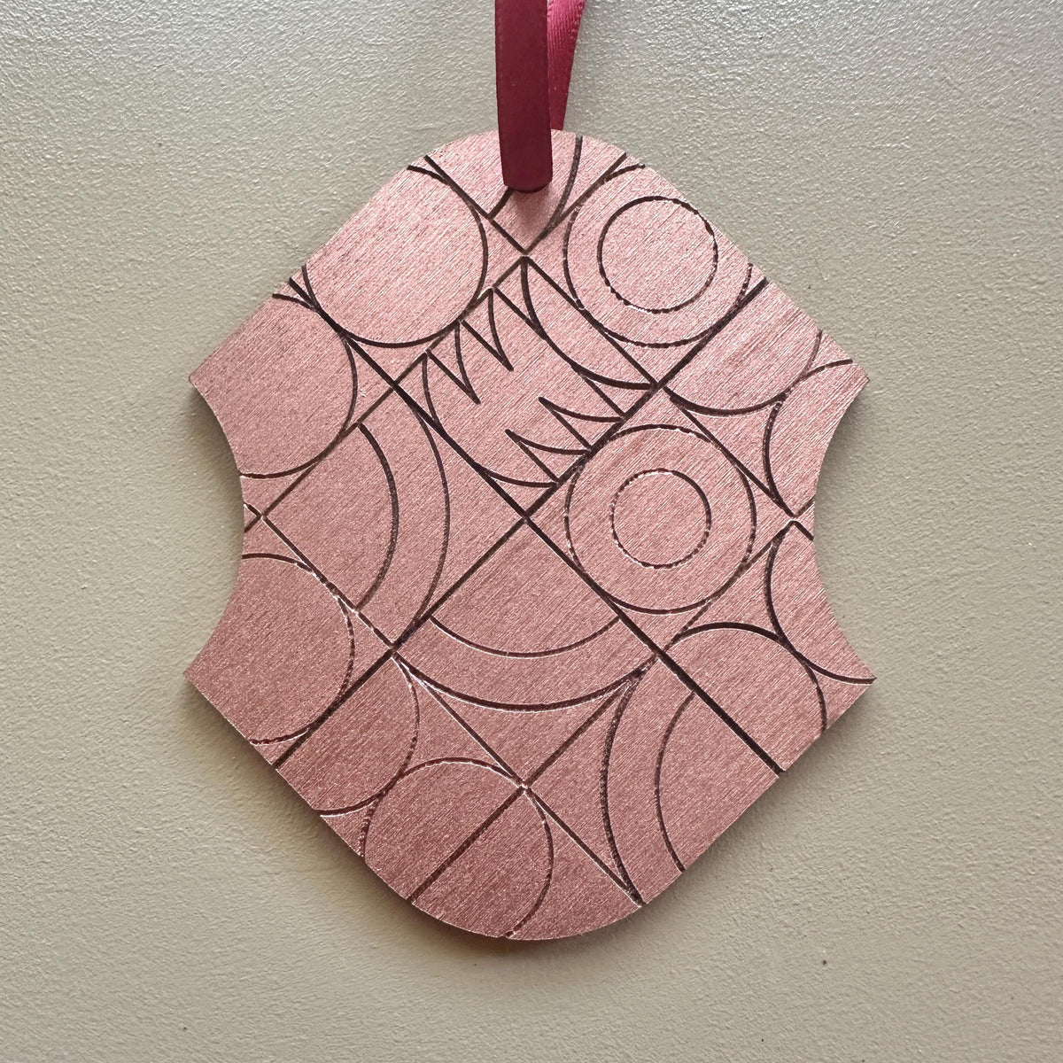 Geometric Wooden Christmas Ornaments – Copper & Winter Berry Options