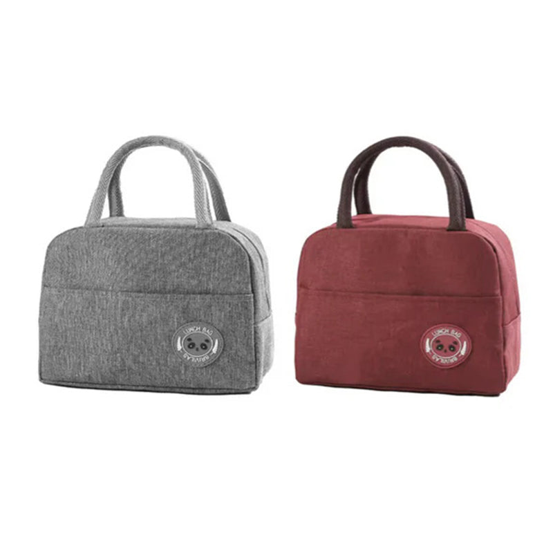 Insulated lunch cooler bag with front pocket and handles