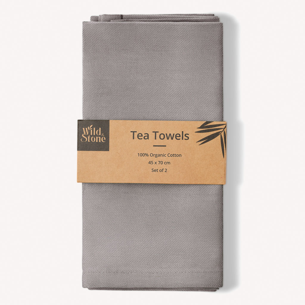 Wild & Stone Organic Cotton Tea Towels – Set of 2, 48 × 70cm