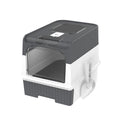 Large enclosed grey cat litter box with drawer tray