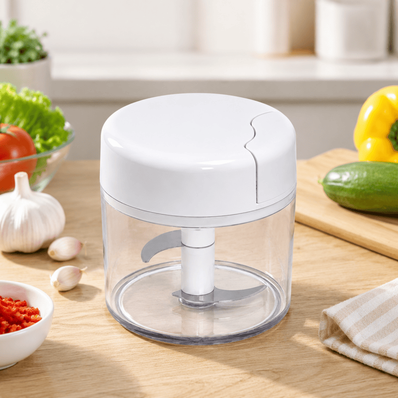 Mini pull-string manual food chopper