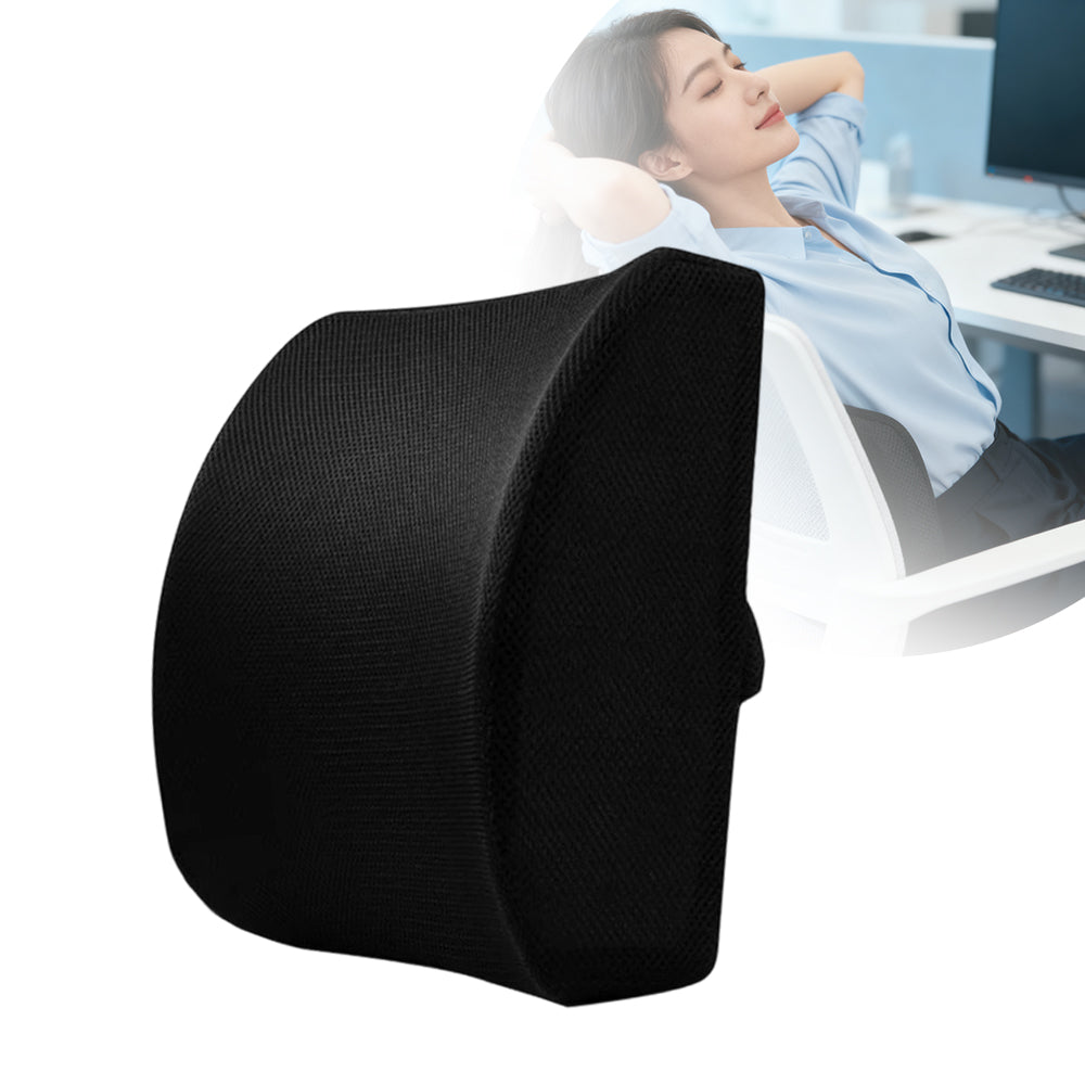 Black memory foam lumbar support cushion for office chair