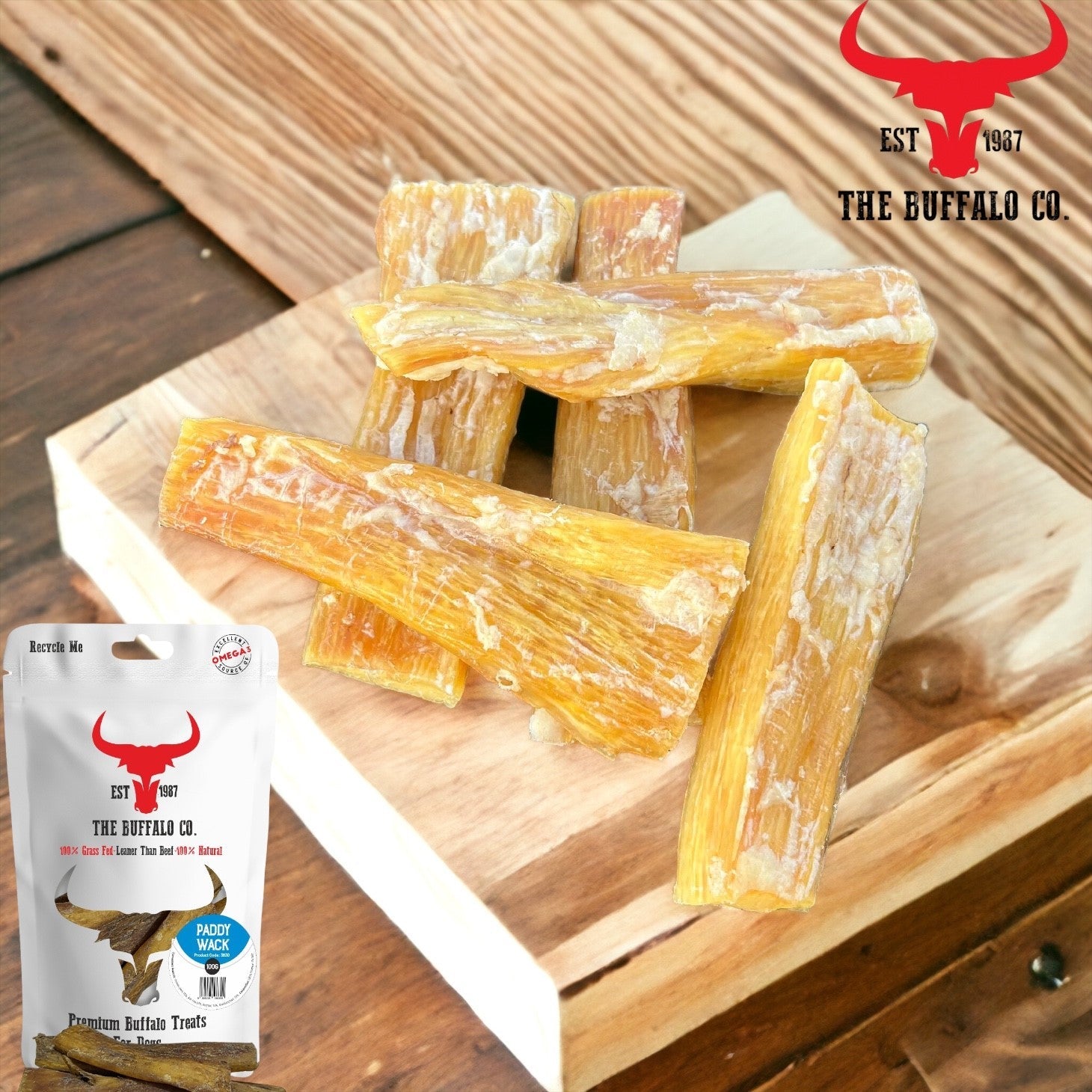 Natural Buffalo Paddywack Dog Treats – 100g or 1kg