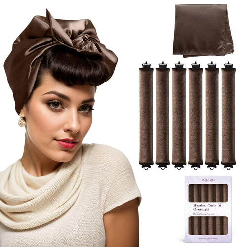 Posicurly heatless hair curlers with satin scarf, set of six