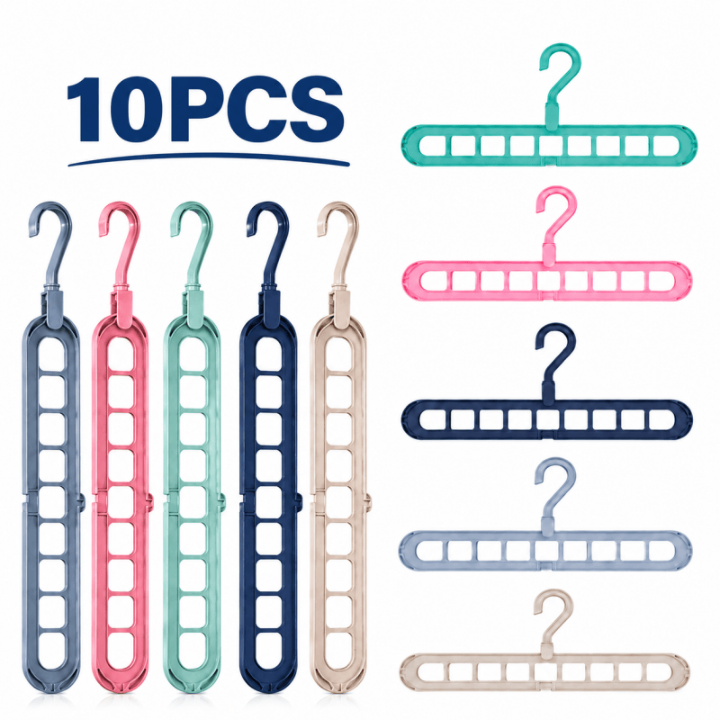 10-pack 9-hole space-saving clothes hangers