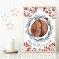 Scandinavian Christmas squirrel wall art print