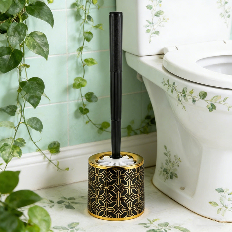 40cm plastic toilet brush with round freestanding holder
