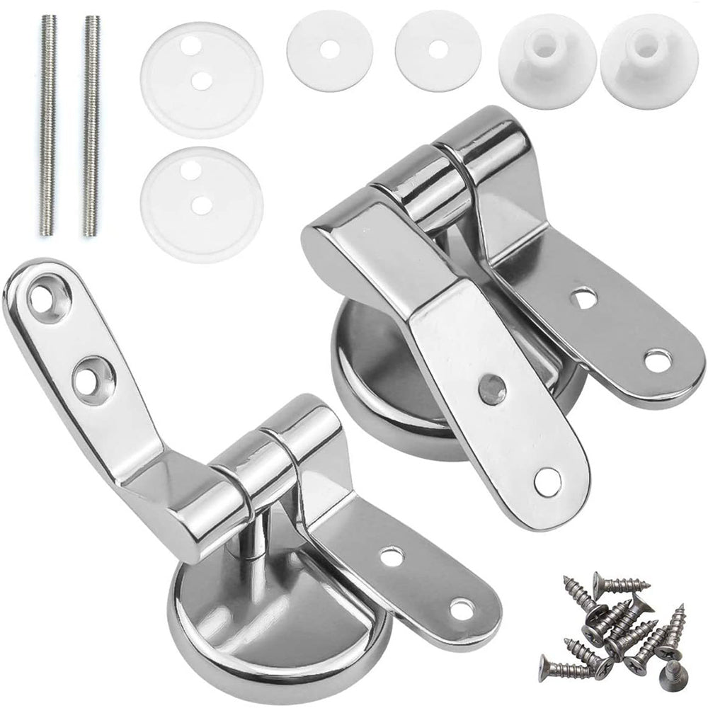 Universal chrome toilet seat replacement hinge set with fittings