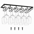 5-slot black under-cabinet wine glass rack with fixing screws