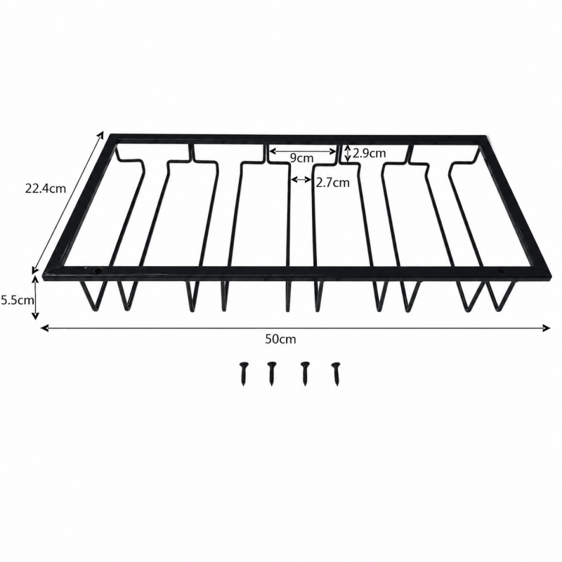 5-slot wine glass rack dimensions 50 by 22.4 by 5.5cm