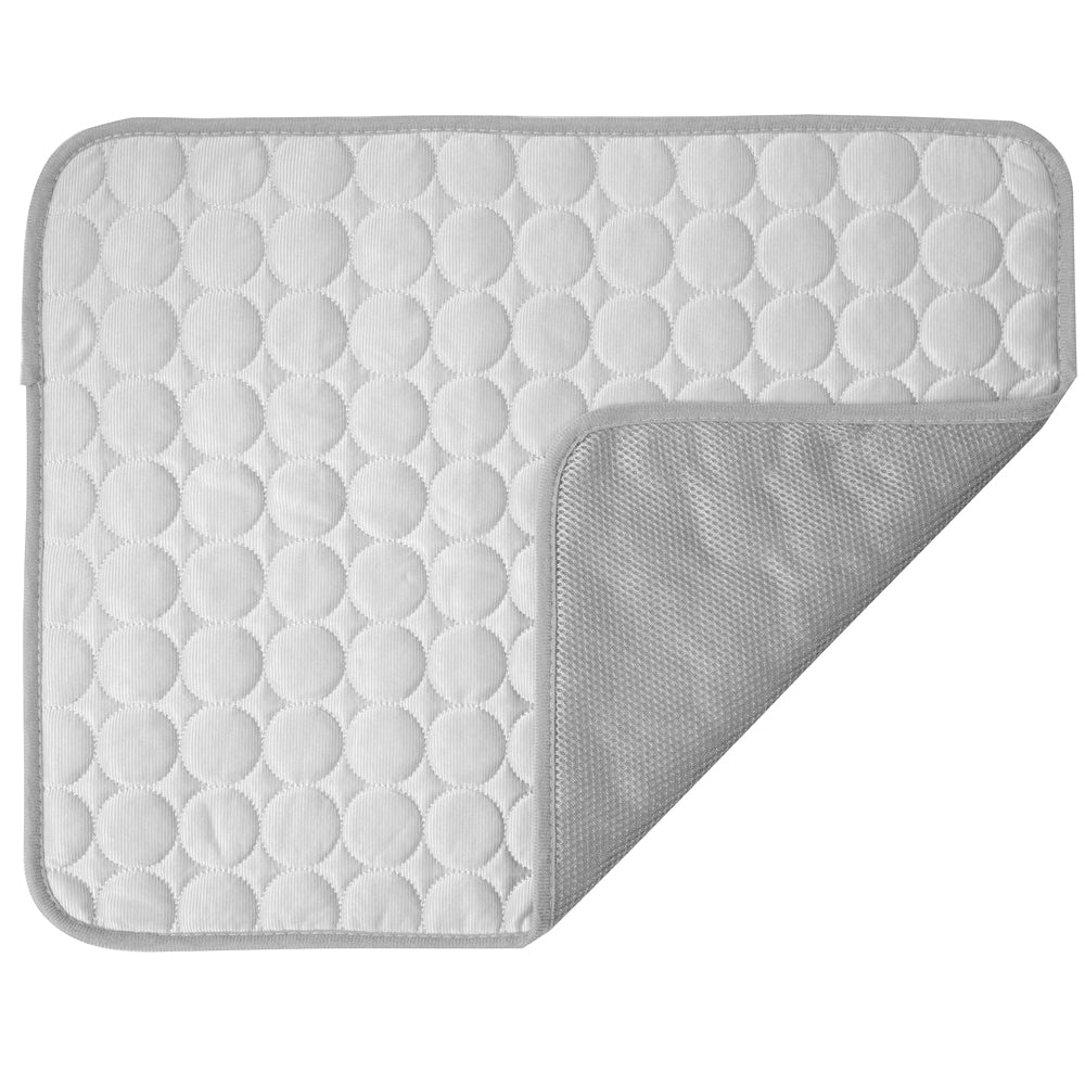 Grey XL self-cooling pet mat quilted surface and mesh underside